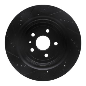 Cadillac ATS Brake Rotor (1) - Rear Right - R1 Concepts - Drilled & Slotted - Black - `16-`24